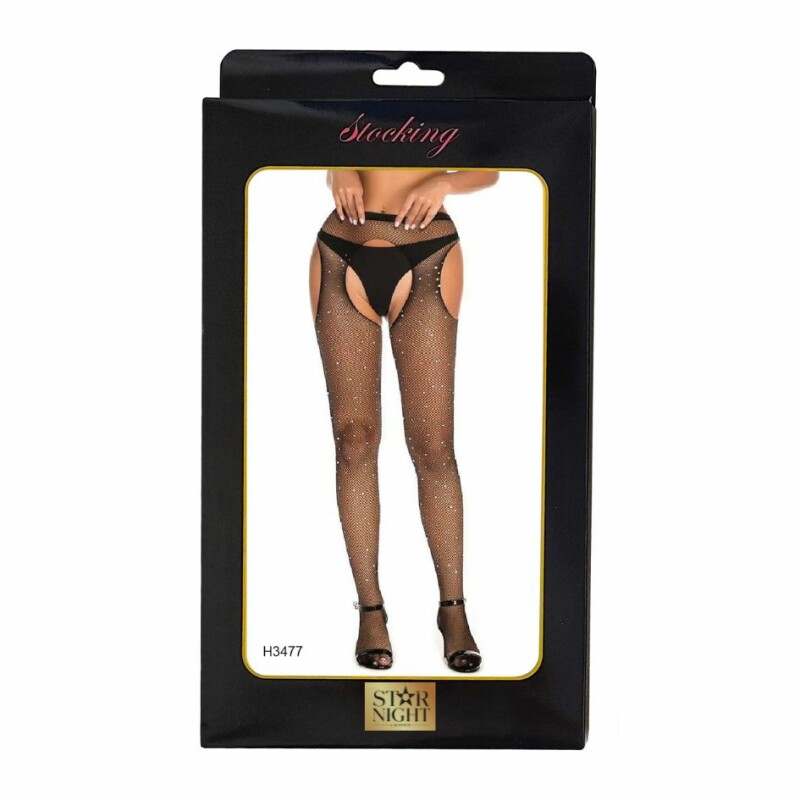Колготки в сітку зі стразами Star Night Diamonds Pantyhose з вирізами, One Size (XS-M)