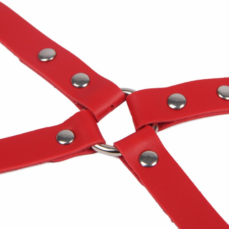 Гартери на талію і стегна з наручниками Star Night Sexy Bondage з екошкіри, червоні, One Size - Зображення 5