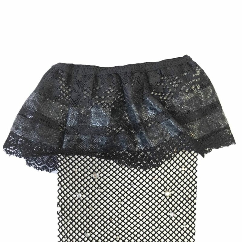 Панчохи еротичні зі стразами Star Night Mesh Stockings у сіточку з силіконовою стрічкою, чорні, OS - Изображение 3