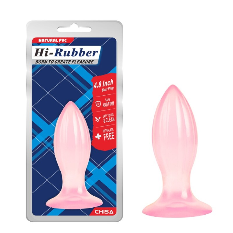 Анальна пробка Chisa Hi-Rubber 4.8, на присосці, рожева, 12.3 х 4.3 см