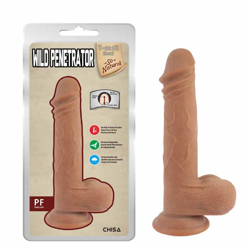 Фалоімітатор реалістичний Chisa Ballsy Wild Penetrator, на присосці, бежевий, 21.5 х 4.1 см