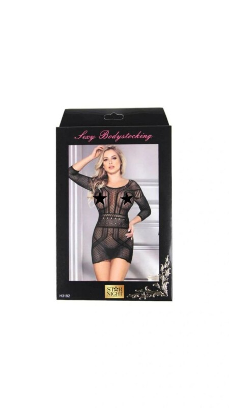 Сукня сексуальна з відкритою спиною Star Night Black Mesh Mini Dress мереживна, чорна, XS-M - Изображение 2