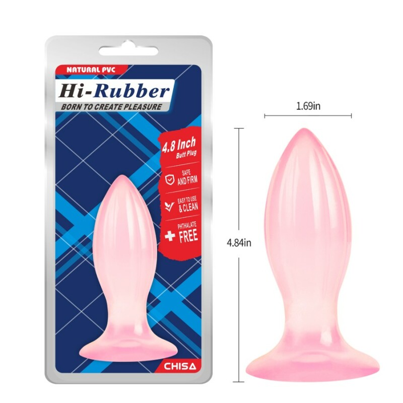 Анальна пробка Chisa Hi-Rubber 4.8, на присосці, рожева, 12.3 х 4.3 см - Изображение 6