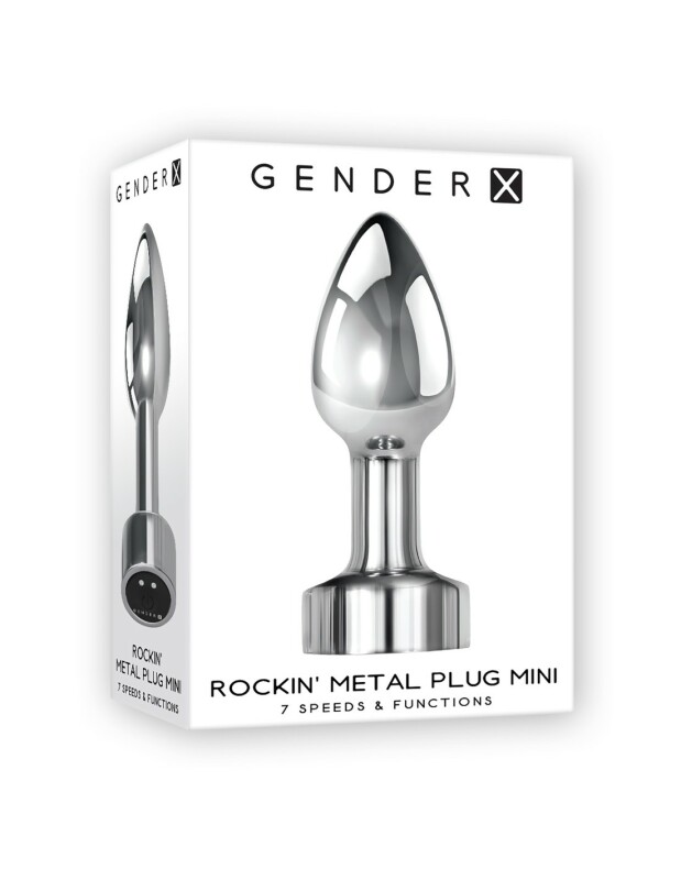 Анальна пробка з вібрацією Gender X Rockin', металева, срібна, 7.6 х 3 см