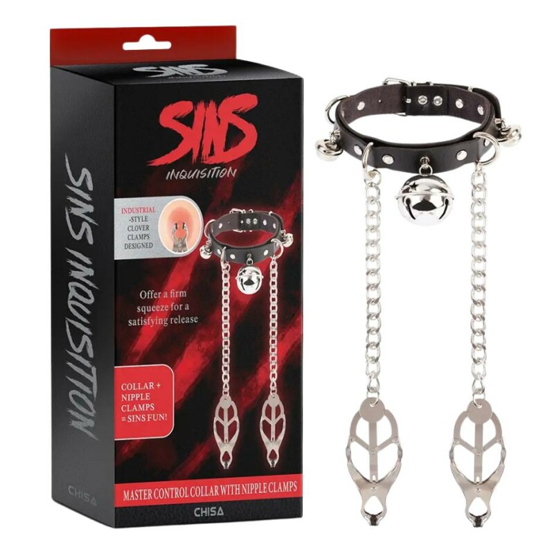 Нашийник із затискачами для сосків Chisa Sins Master Control Collar with Nipple Clamps БДСМ набір