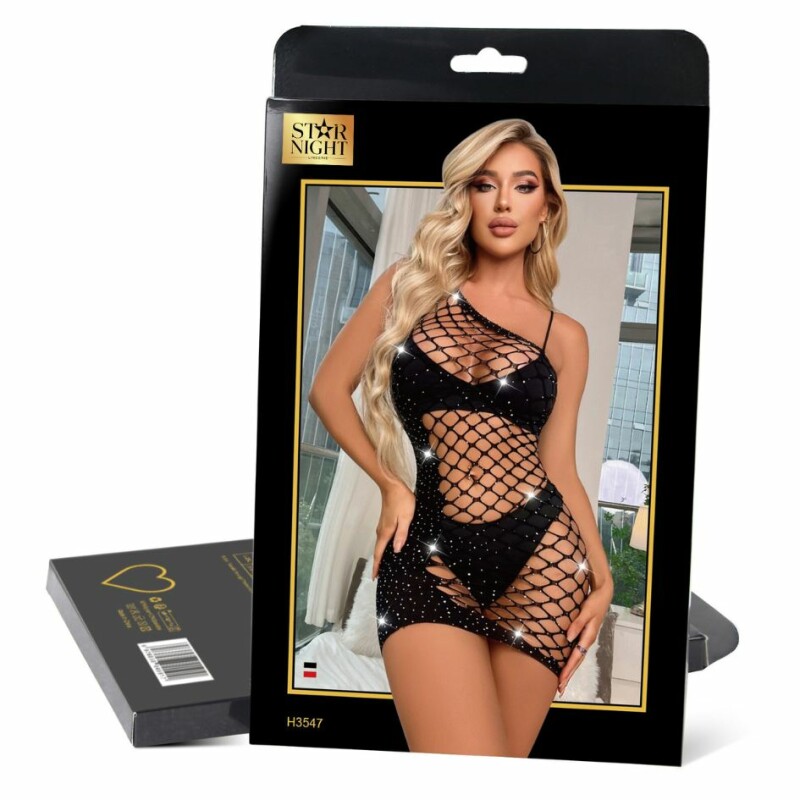Сукня зі стразами в сітку Star Night Sexy Sparkle чорне, XS-M - Изображение 6