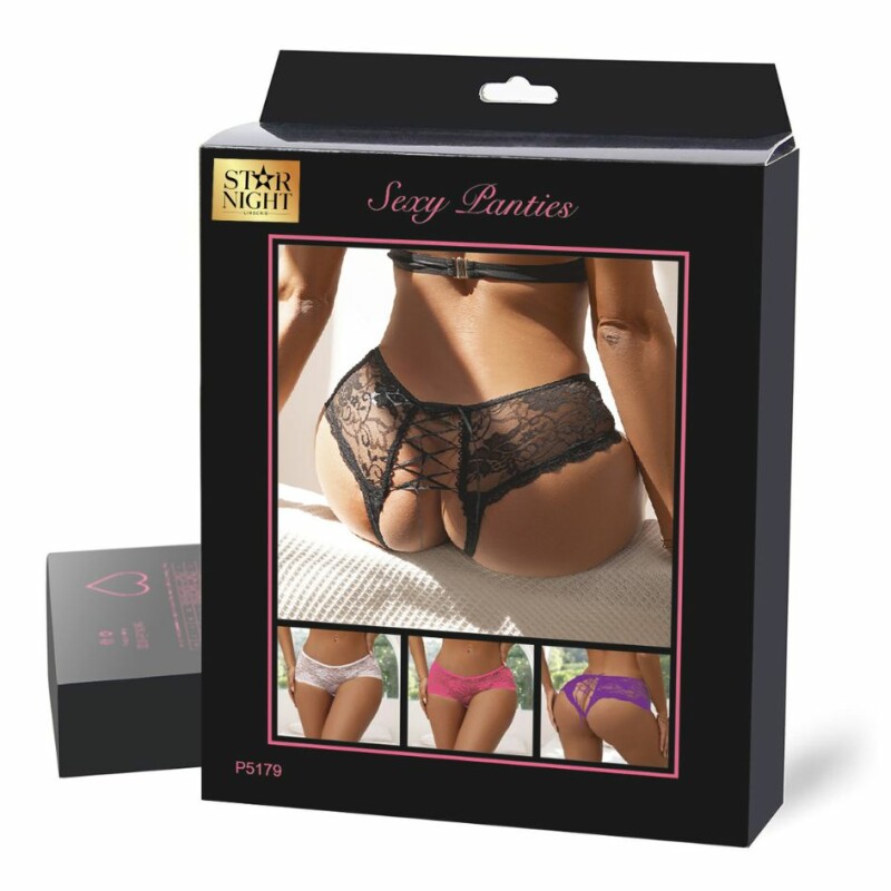 Трусики з доступом на шнурівці зі стрічки Star Night Lace Panty мереживні, рожеві, XS-S - Зображення 4