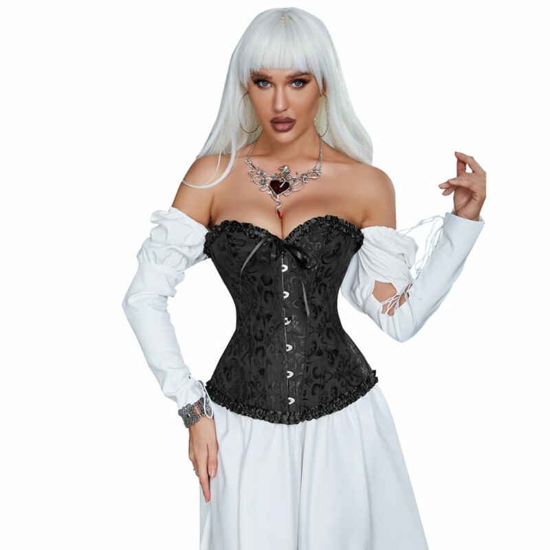 Корсет з бюстом Star Night Corset Top XS, з гачками і шнурівкою, чорний