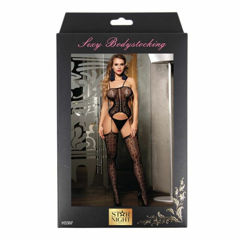 Комбінезон з доступом Star Night Crotchless FishnetBodystocking мереживний, чорний, XS-M - Зображення 2