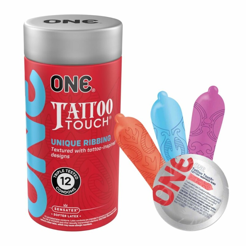 Презервативи набір асорті ONE Tattoo Touch в коробці, 12 шт