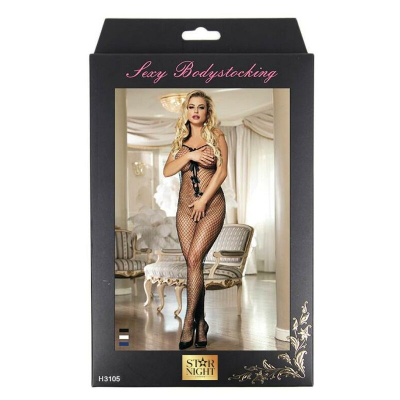 Комбінезон у велику сітку Star Night Fishnet Bowknot Bodystocking білий, XS-M