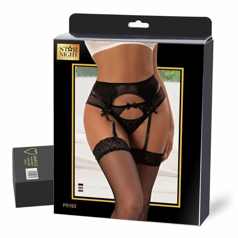 Трусики з поясом для панчіх Star Night Lace Panty and Garter чорні, XS-S - Зображення 5