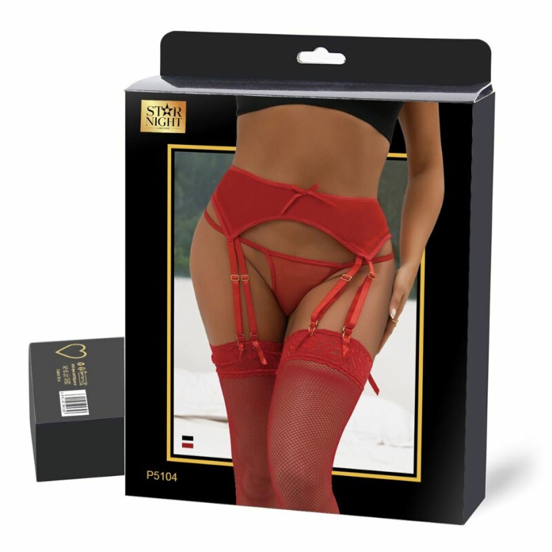 Пояс для панчіх з трусиками Star Night Lace Garter Belt Panty червоні, S-M - Зображення 3