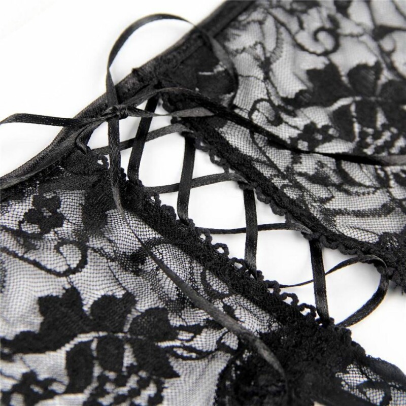 Трусики з доступом на шнурівці зі стрічки Star Night Lace Panty мереживні, чорні, XS-S - Изображение 4