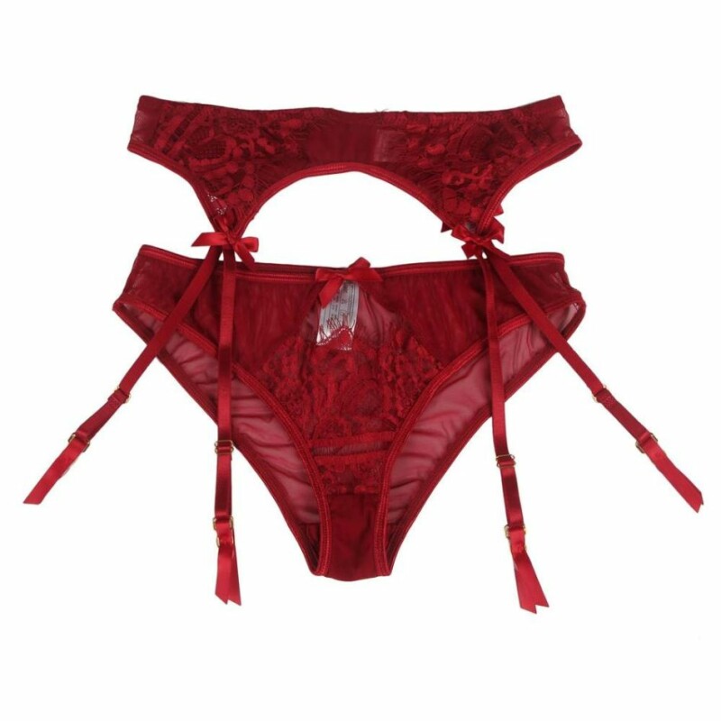 Трусики з поясом для панчіх Star Night Lace Panty and Garter червоний, XS-S - Зображення 2
