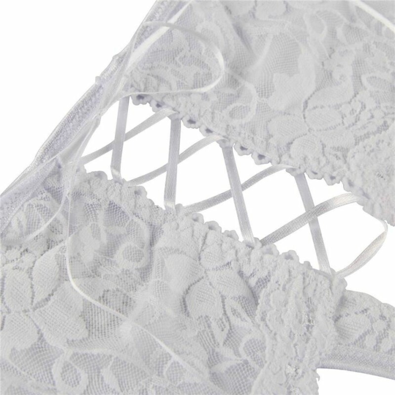 Трусики з доступом на шнурівці зі стрічки Star Night Lace Panty мереживні, білі, XS-S - Изображение 3
