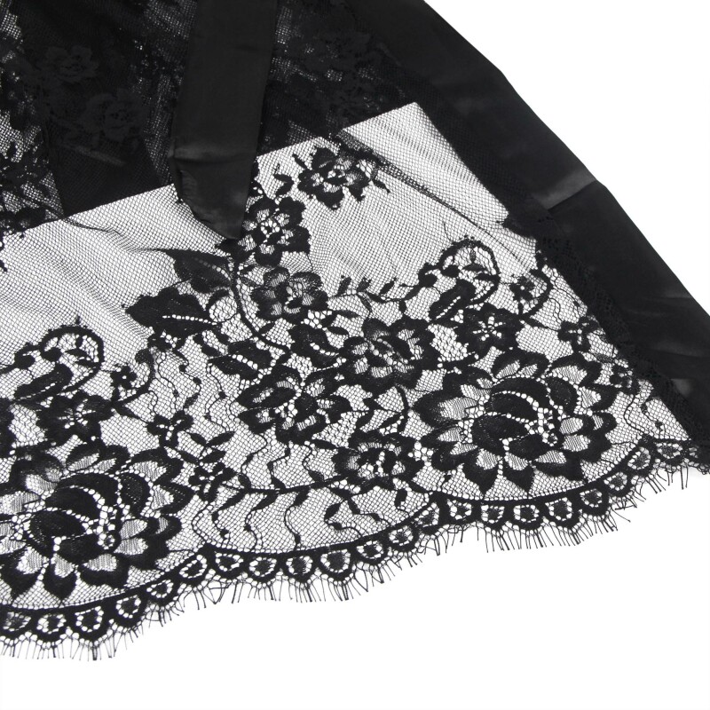Халат мереживний Star Night Eyelash Lace Plus Size, з трусиками, чорний - Изображение 4