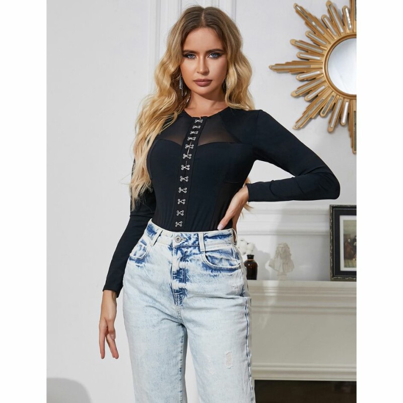 Боді з рукавами Star Night Long Sleeve Slim Mesh Bodysuit, XS-M - Изображение 2