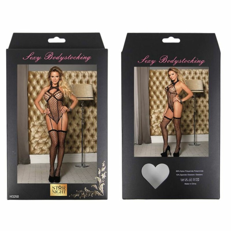 Комбінезон-сіточка Star Night Halter Top Fishnet Bodystocking чорний, XS-M - Зображення 3