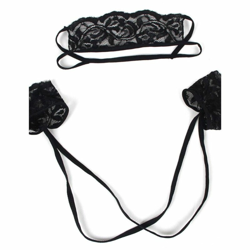 Комплект білизни з мережива з маскою і наручниками Star Night Lace Surrender 4 предмети, чорний, XS-S - Зображення 2
