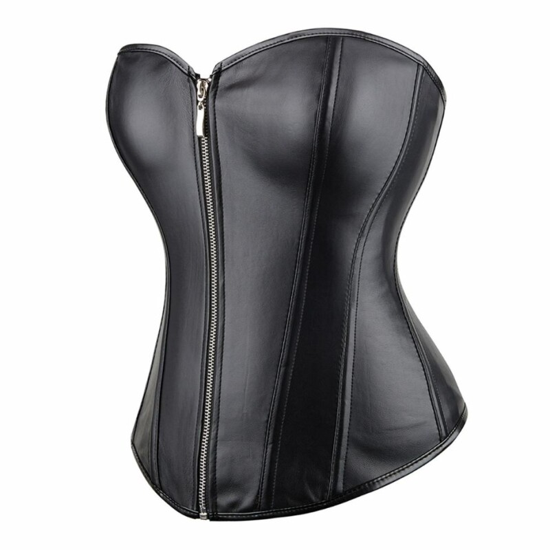 Корсет із застібкою-блискавкою Star Night Sexy Leather, M, і шнурівкою, чорний - Зображення 4