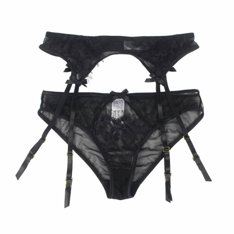 Трусики з поясом для панчіх Star Night Lace Panty and Garter чорні, XS-S - Зображення 3
