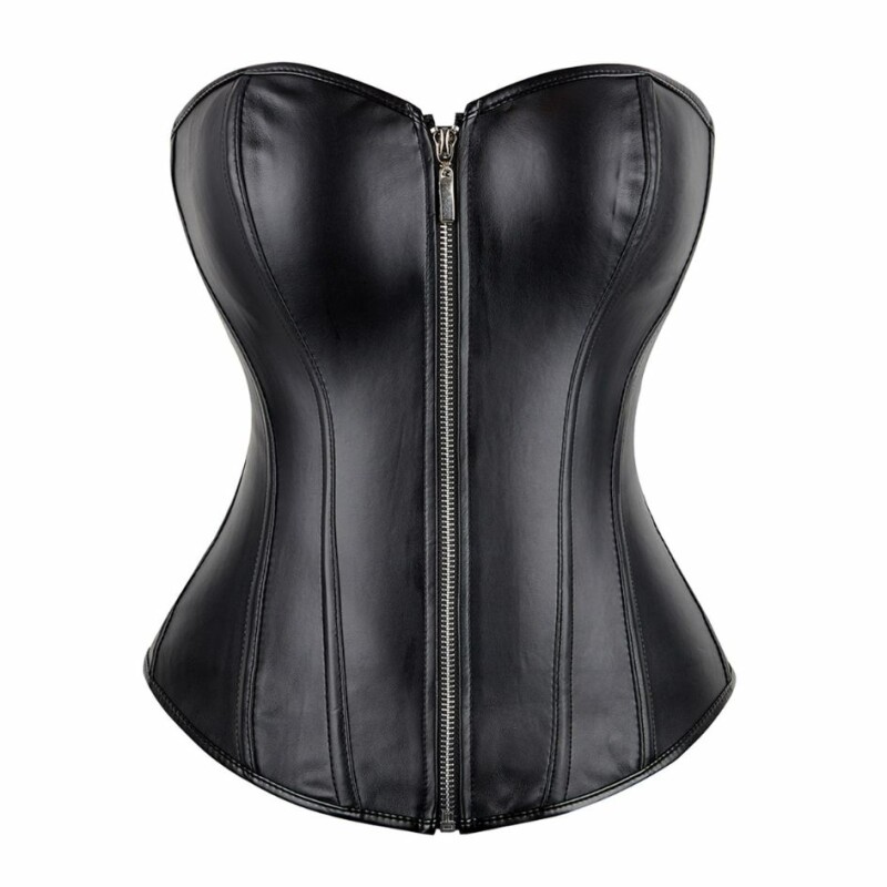 Корсет із застібкою-блискавкою Star Night Sexy Leather, M, і шнурівкою, чорний - Зображення 3