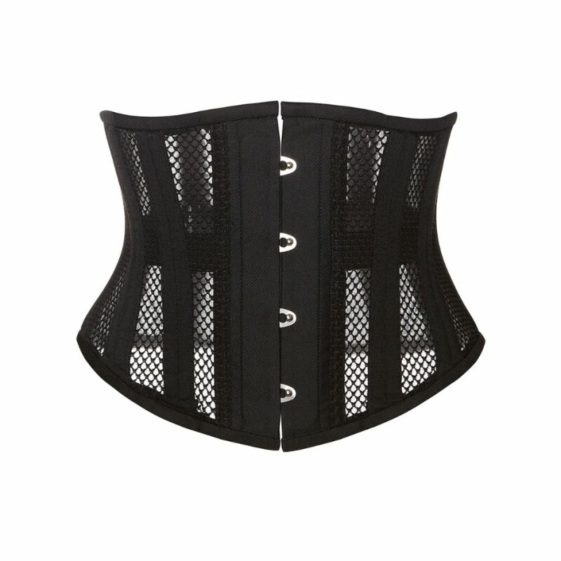 Корсет із сітки Star Night Steel Bones Grid Corsets S, з гачками і шнурівкою, чорний - Изображение 1