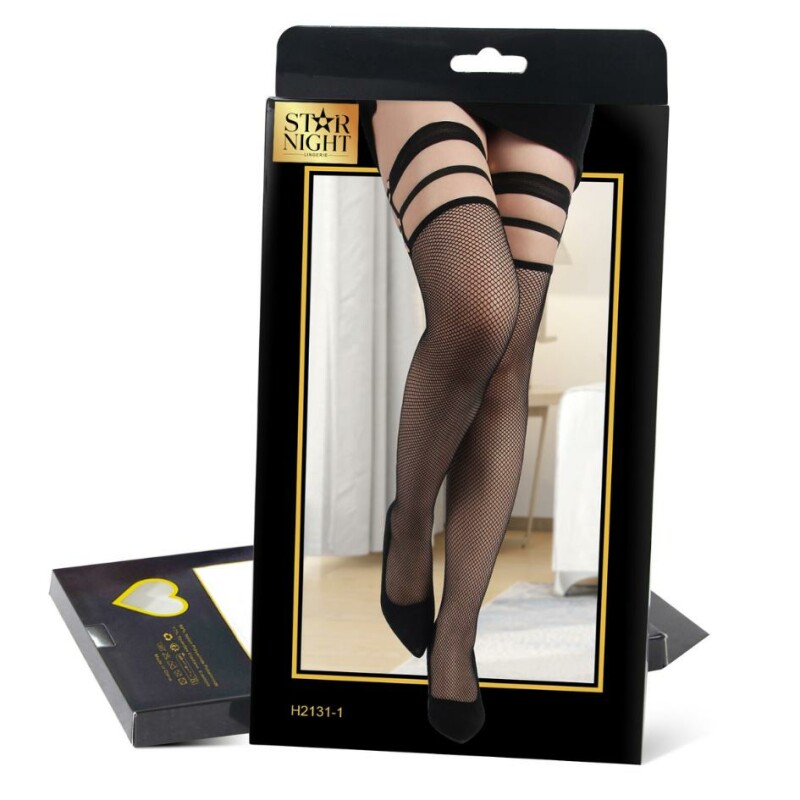 Еротичні панчохи Star Night Mesh Stockings у сіточку, чорні, OS (XS-L) - Изображение 4