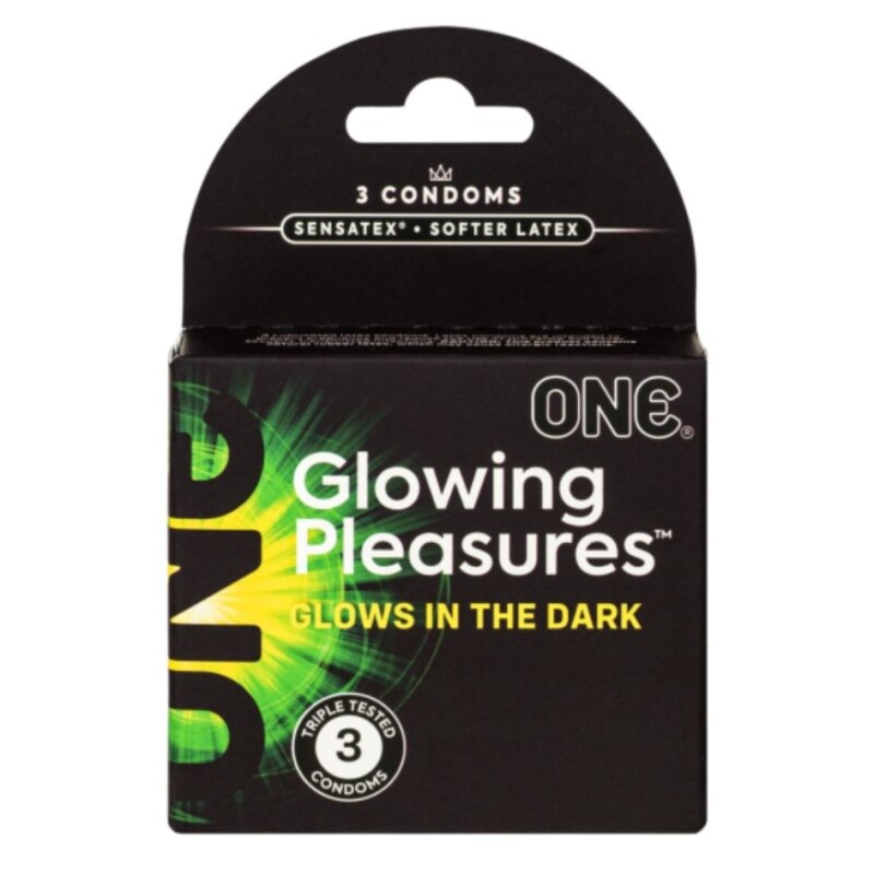 Презервативи що світяться в темряві ONE Glowing Pleasures в упаковці, 3 шт