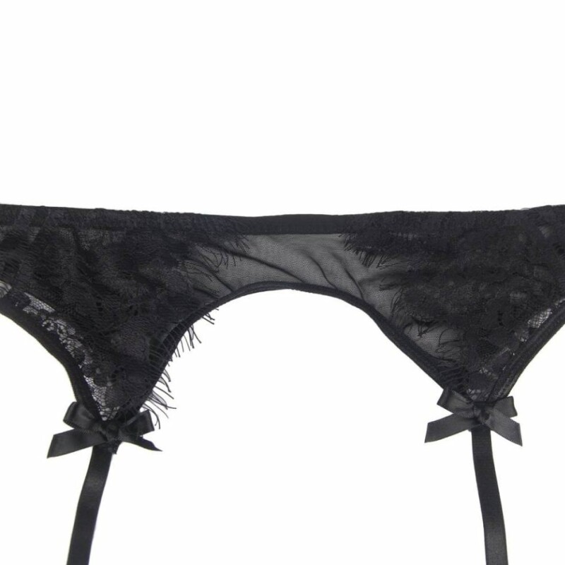 Трусики з поясом для панчіх Star Night Lace Panty and Garter чорні, XS-S - Зображення 4