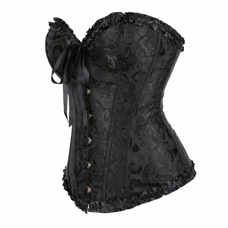Корсет з бюстом Star Night Corset Top XS, з гачками і шнурівкою, чорний - Зображення 4