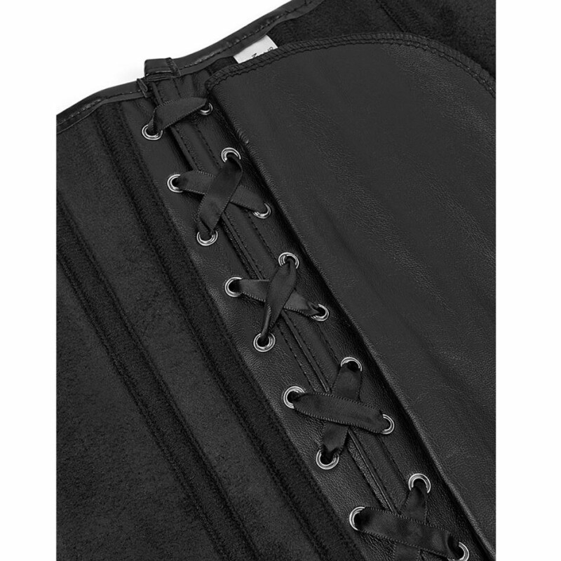 Корсет із застібкою-блискавкою Star Night Sexy Leather, M, і шнурівкою, чорний - Зображення 7