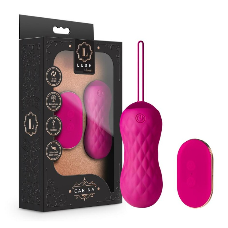 Віброяйце з пультом управління Blush Lush Carina, рожевий, 8.2 см х 3.4 см