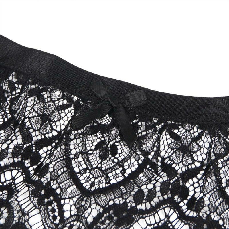 Пояс для панчіх з трусиками Star Night Lace High Waist Garter Belt мереживний, чорний, S-M - Изображение 3