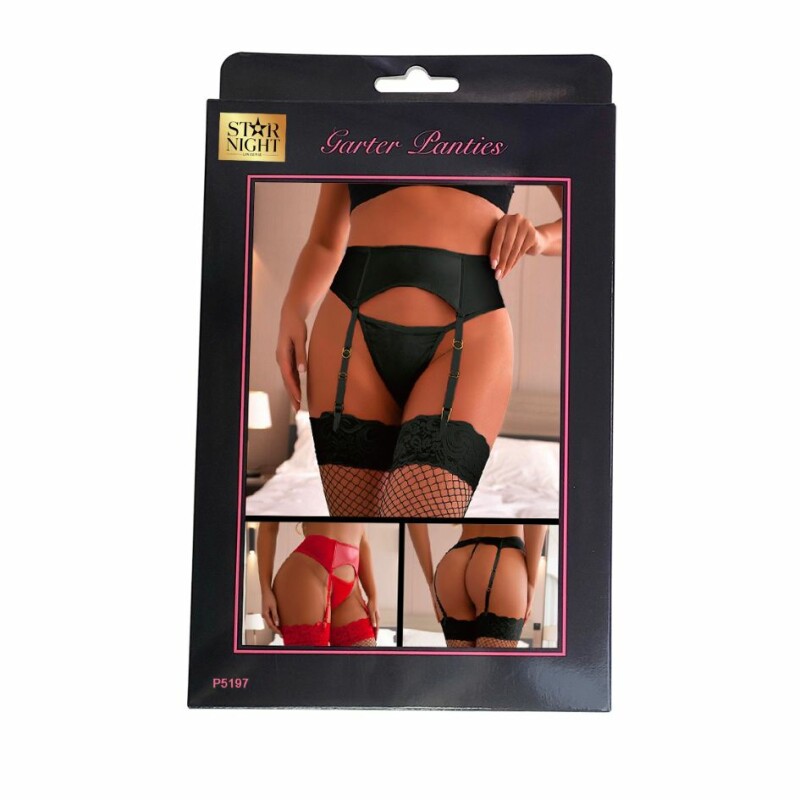 Пояс для панчіх і трусики Star Night Sexy Stretch XS-S, чорні - Зображення 6