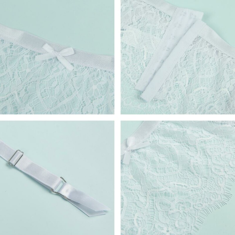 Пояс для панчіх з трусиками Star Night Lace High Waist Garter Belt мереживний, білий, S-M - Зображення 3