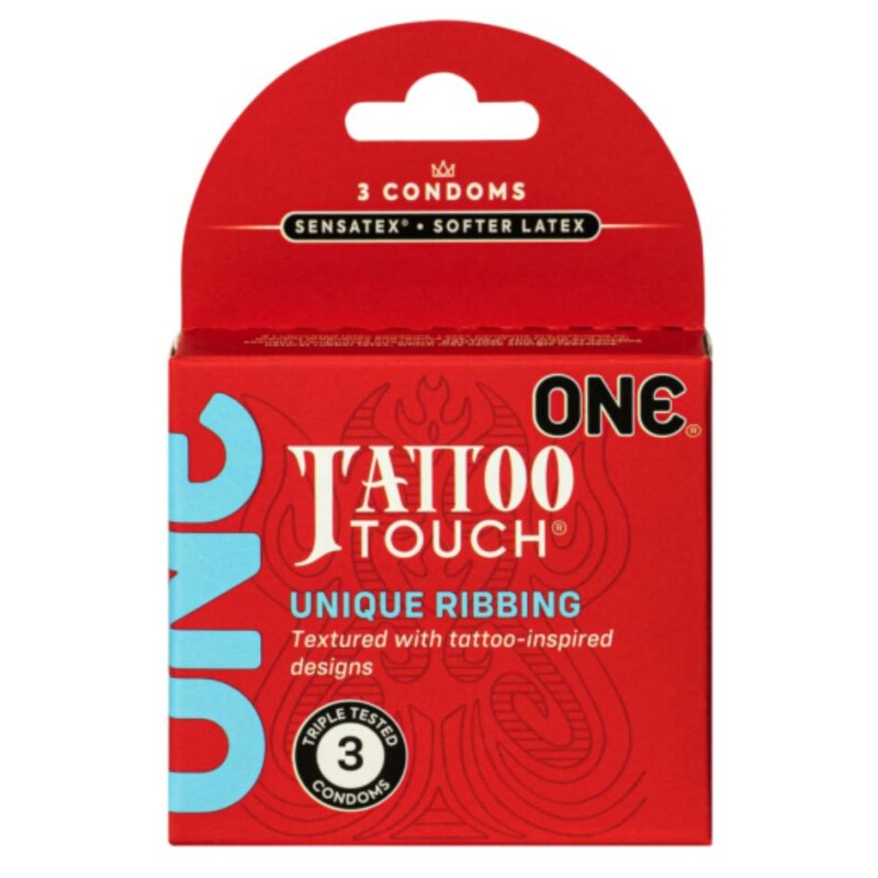 Презервативи з візерунками тату ONE Tattoo Touch упаковка, 3 ш - Зображення 3