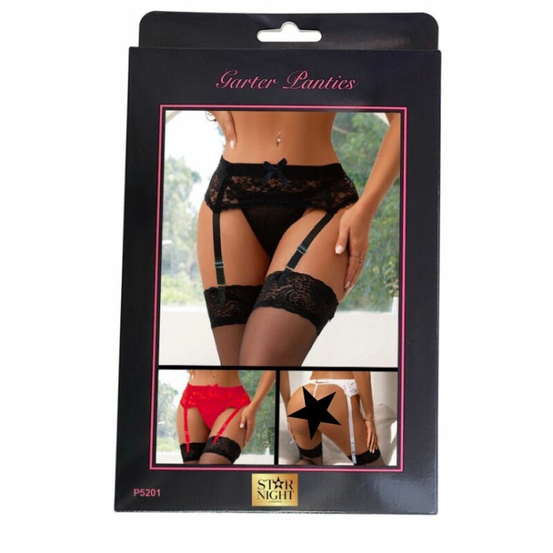 Пояс для панчіх з трусиками Star Night Lace Garter and Panty червоний, XS-S - Зображення 3