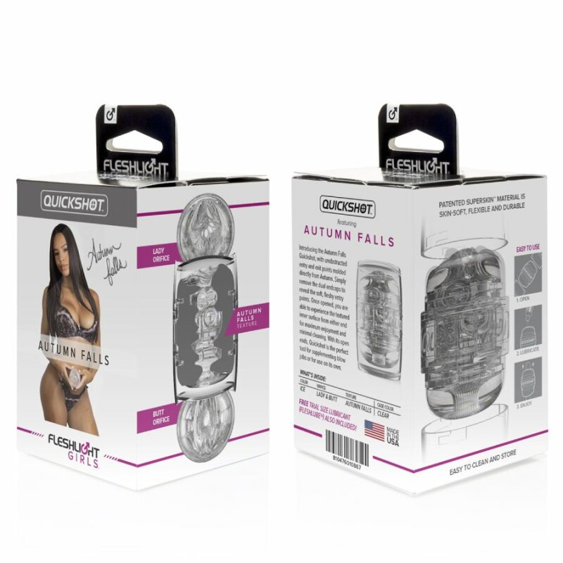 Мастурабтор вагіна та анус Fleshlight Quickshot Autumn Falls кібершкіра, прозорий, 11.2 х 6.5 см - Зображення 1