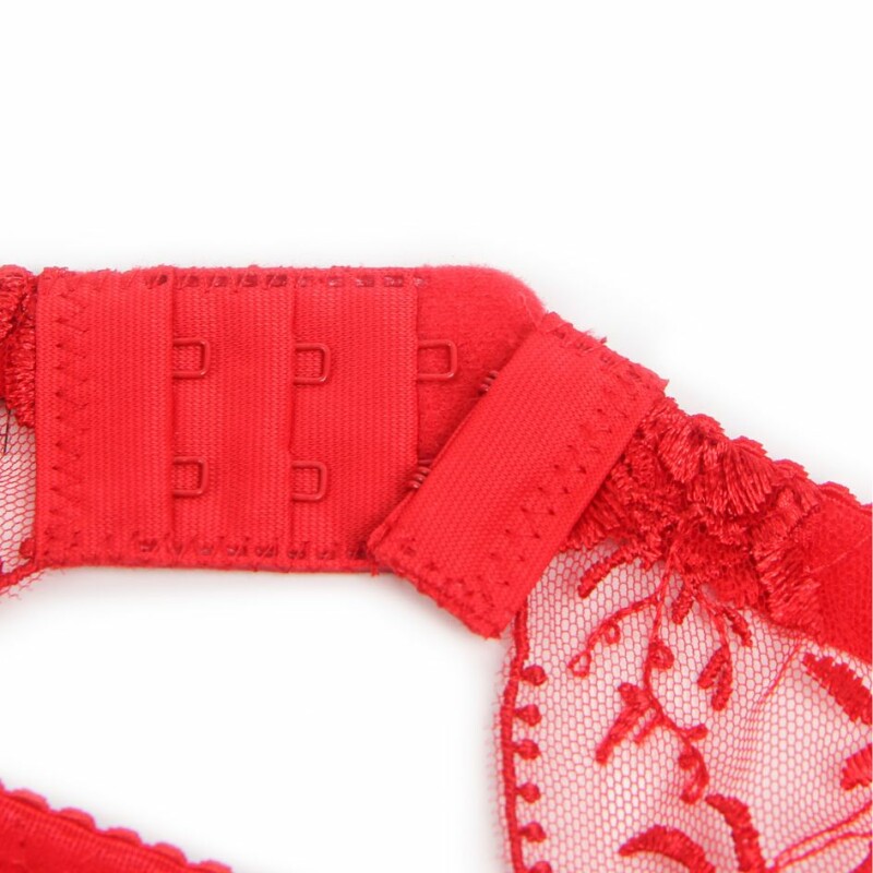 Пояс для панчіх з трусиками Star Night Embroidery Lace, M, з вишивкою, червоний - Зображення 5
