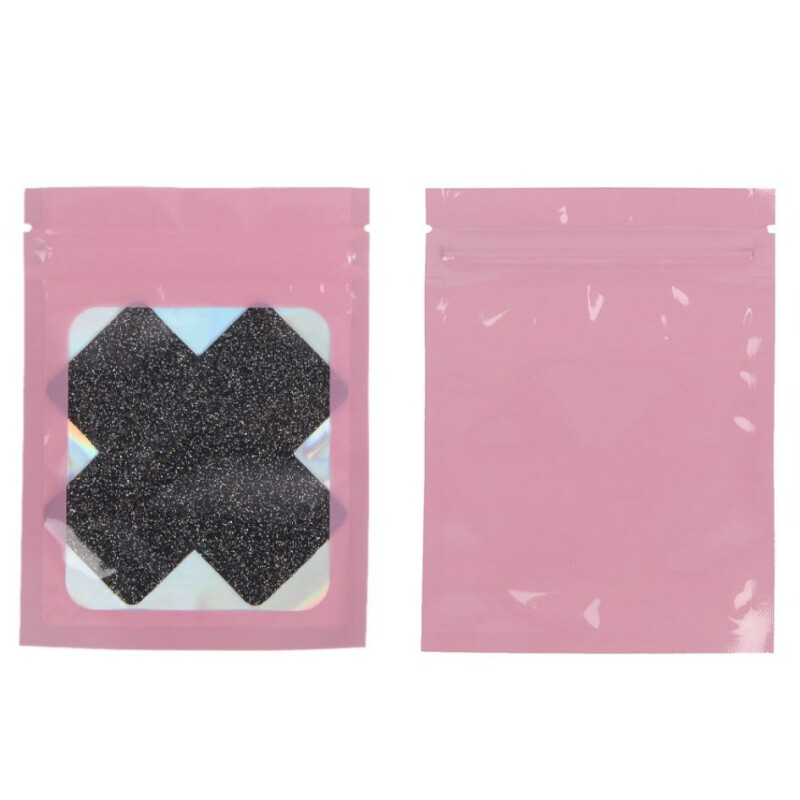 Наклейки на соски з блискітками Star Night Nipple Cover у формі іксів, чорні, 8 х 8 см - Изображение 2