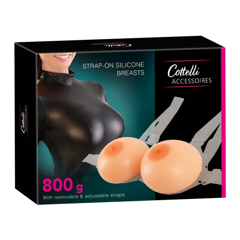 Накладні силіконові груди Cottelli Collection на бретелях, бежеві, 2 х 400 г