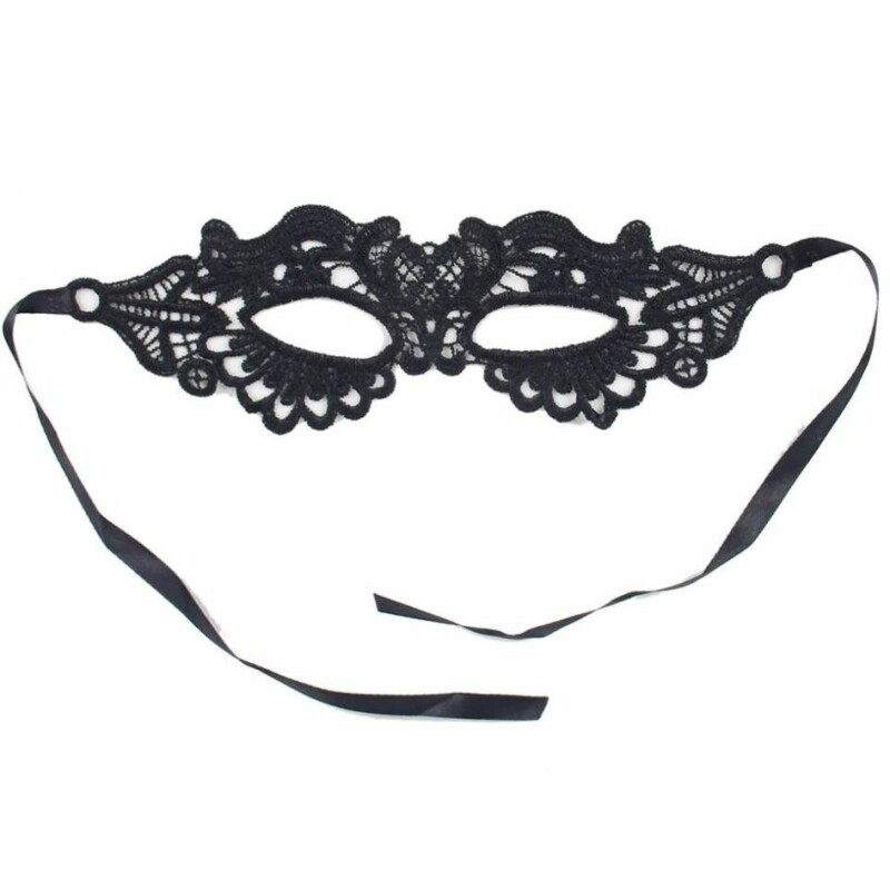 Маска на очі мереживна Star Night Lace Eye Mask на зав'язках, чорного кольору, 2 шт - Изображение 1