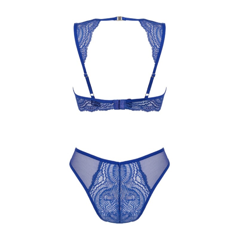 Набір спідньої білизни  Obsessive Giselia, з мереживом, блакитний, XL-XXL - Изображение 3