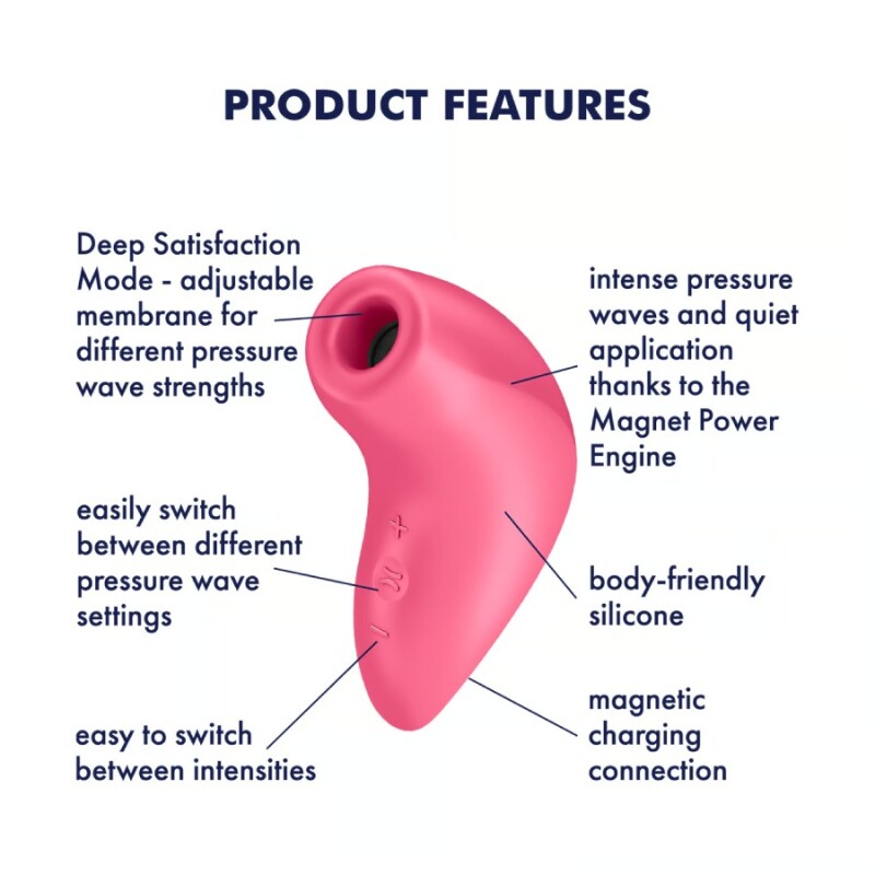 Вібратор Magnetic Deep Pulse з вакуумною стимуляцією клітора, червоний, 11.6 х 4.8 см - Изображение 4