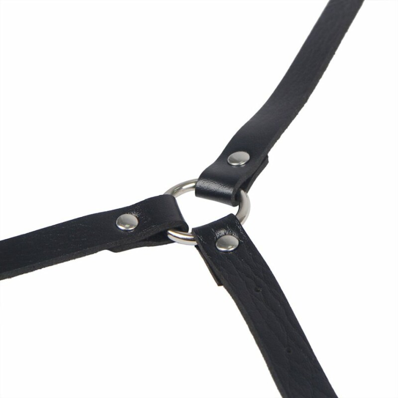 Портупея боді з гартерами Star Night Chest Harness Straps зі шкірозамінника, чорного кольору - Изображение 3