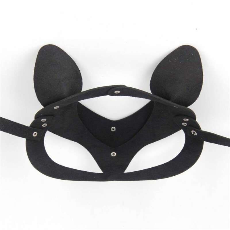Маска кішечки з екошкіри Star Night Cat Eye Mask з металевою фурнітурою, чорна - Зображення 4
