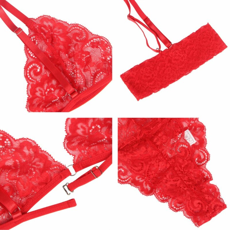 Мереживний комплект Star Night Sexy Set ліф, трусики-пояс із підв'язками, червоний, XS-S - Зображення 2