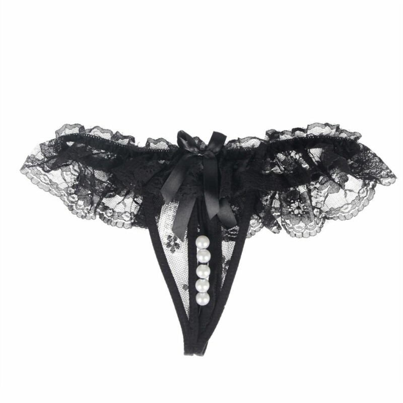 Мереживні трусики стрінги з вирізом Star Night Lace with Pearls з перлами, XS-S - Зображення 2